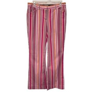 The Limited Drew Fit Striped Pants Size 4 Pink Orange Career Casual
